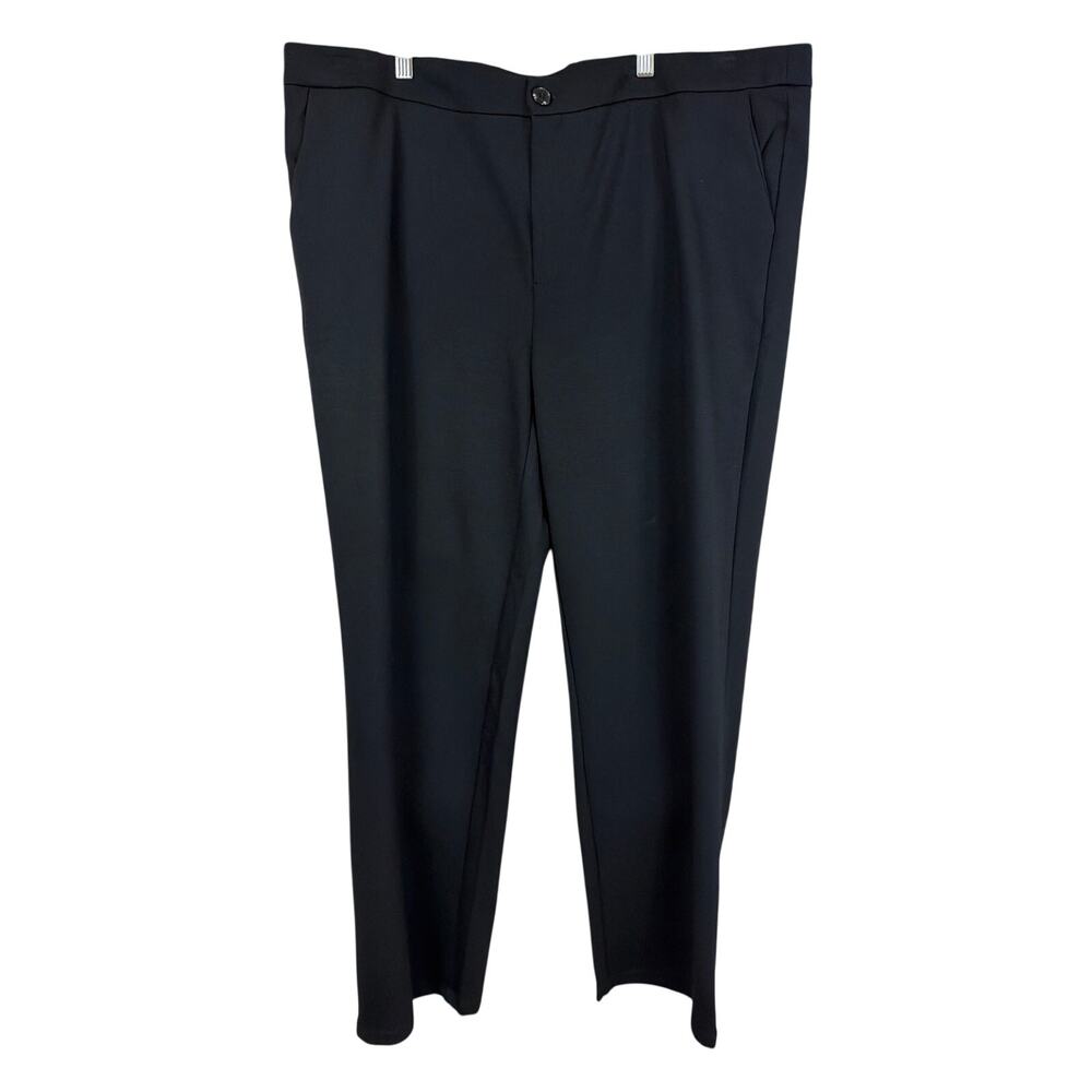 Base Level Curvy Black One Button Classic Plus Size Straight Leg Pants 20W
